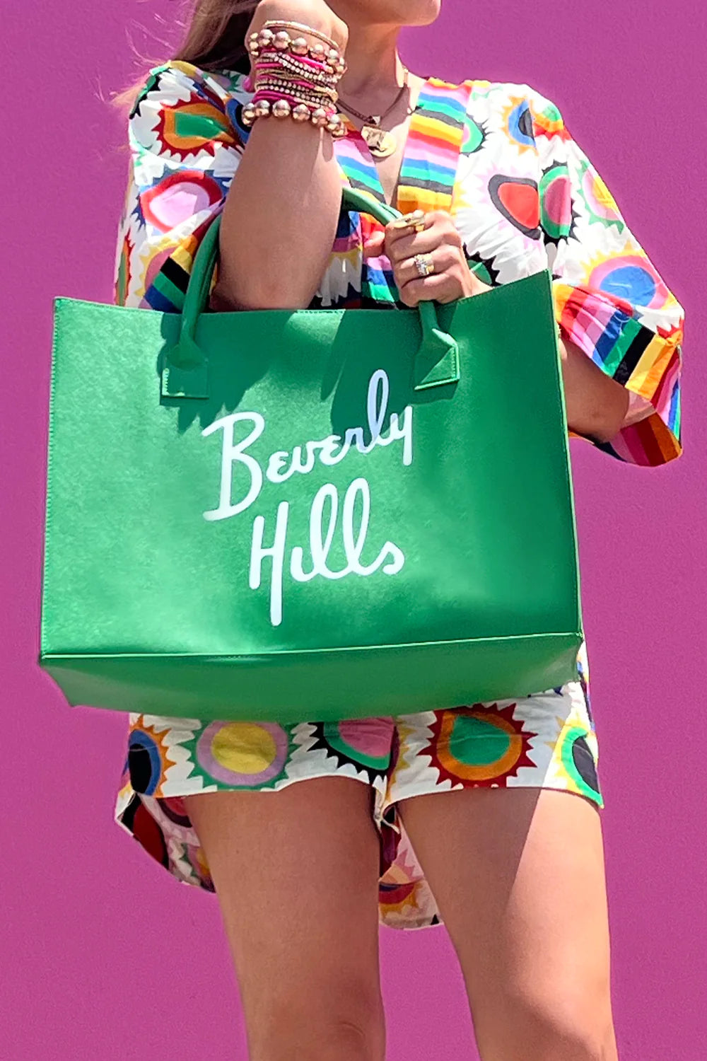Beverly Hills Tote Bag (Green/White)